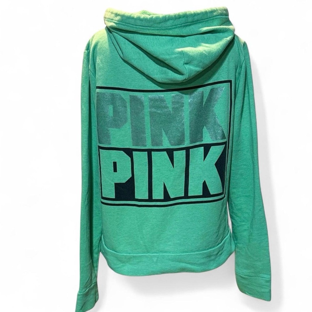 PINK Zip Up Hoodie Y215 Green Sz XS P-P21”L22”